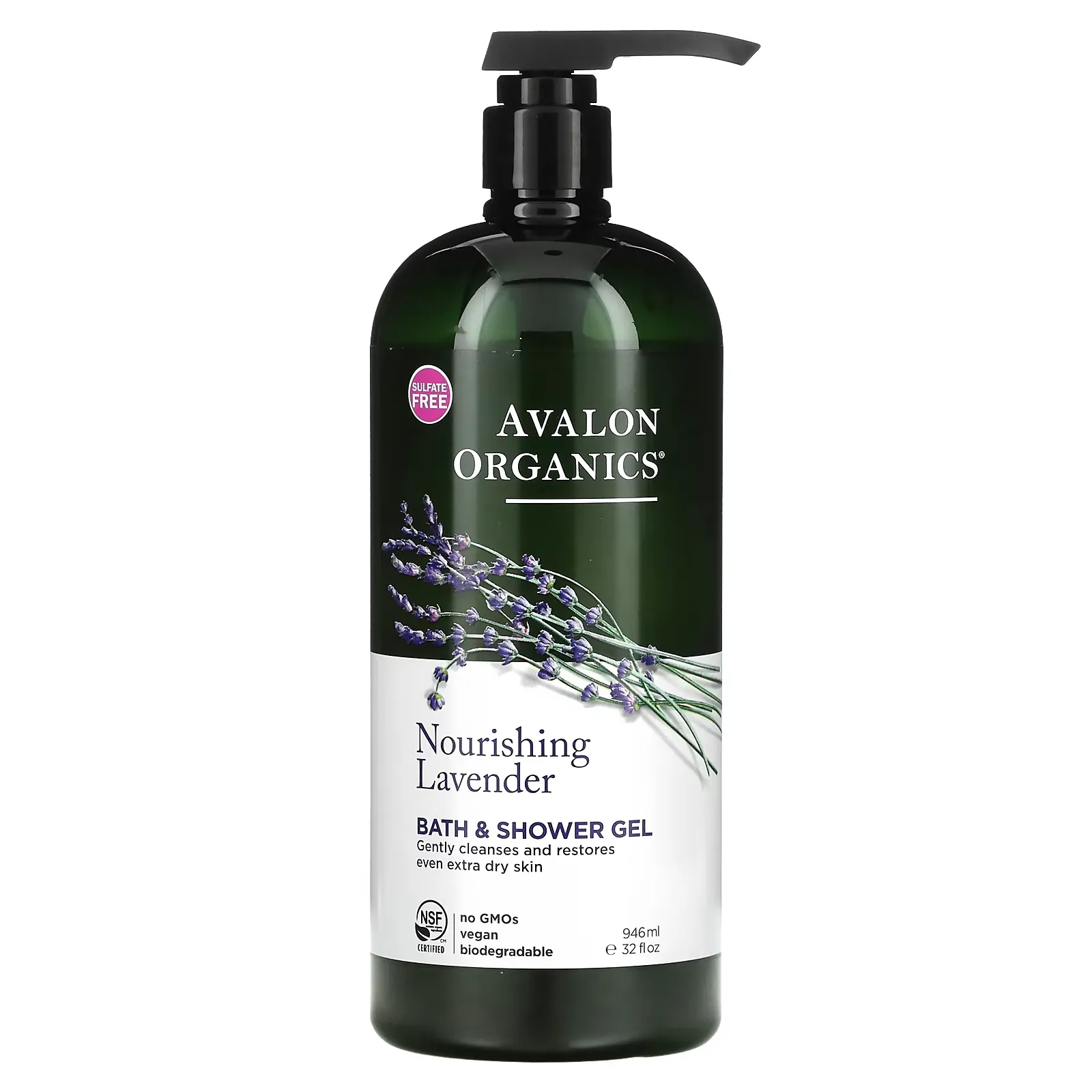 Bath & Shower Gel, Nourishing Lavender, 32 fl oz (946 ml)