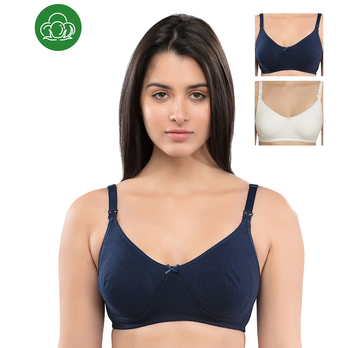 Inner Sense Women's Full Cup Nursing Bra Pack of 3 - Multi-Color