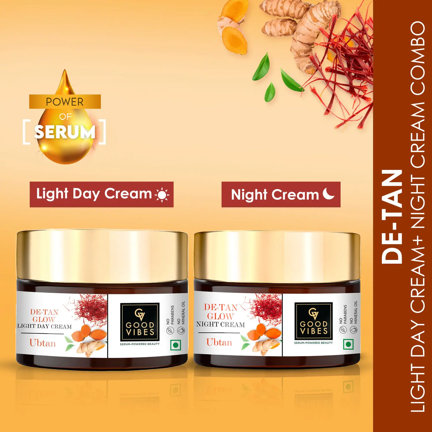 Good Vibes De-tan Ubtan Light Day and Night Cream Combo: Protect and Nourish Your Skin (50 gm)