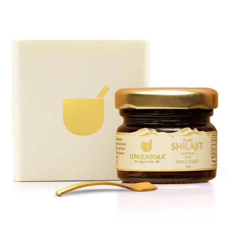 Upakarma Ayurveda Premium Ayurvedic Pure And Natural Shilajit Gold Resin With Pure Gold Dust