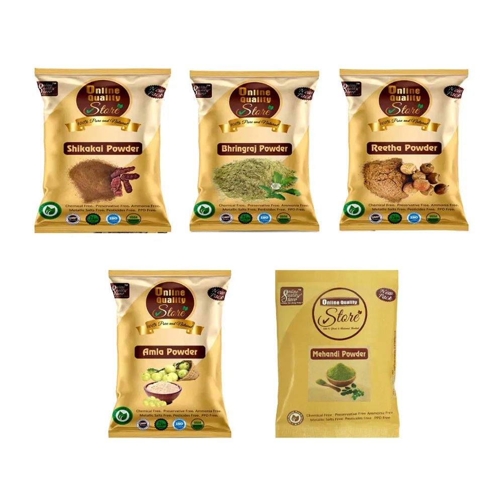 Online Quality Store Reetha+amla+shikakai+bhringraj+mehandi Powder For Hair & Skin