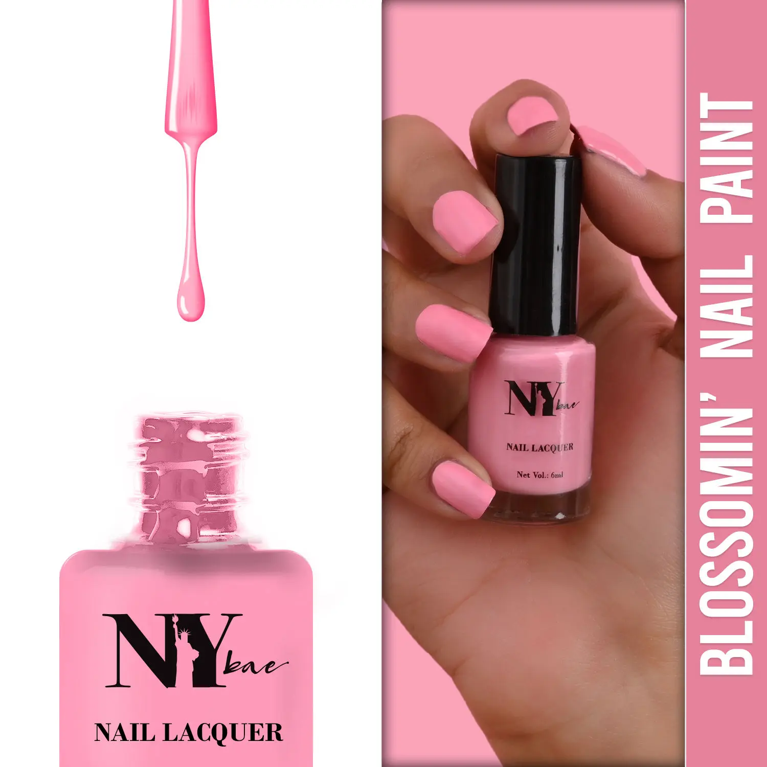 NY Bae Blossomin' Nail Lacquer - Pink Mauve 6 (6 ml) | Pink | Glossy Finish | Rich Pigment | Chip-proof | Long lasting | Cruelty Free