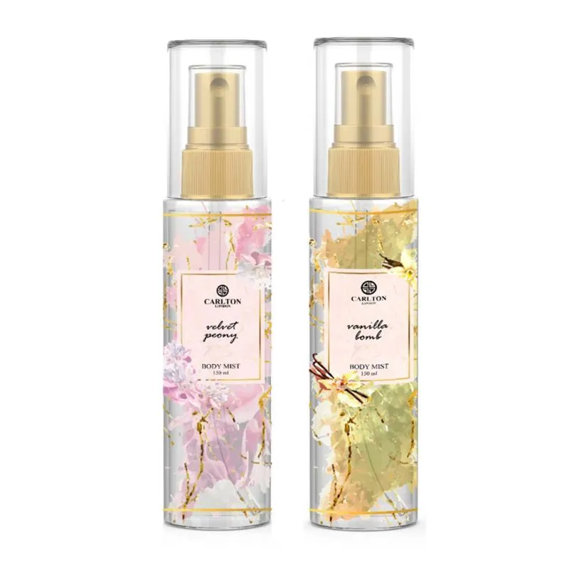 Carlton London Combo Vanilla And Velvet Peony Body Mist - Set Of 2