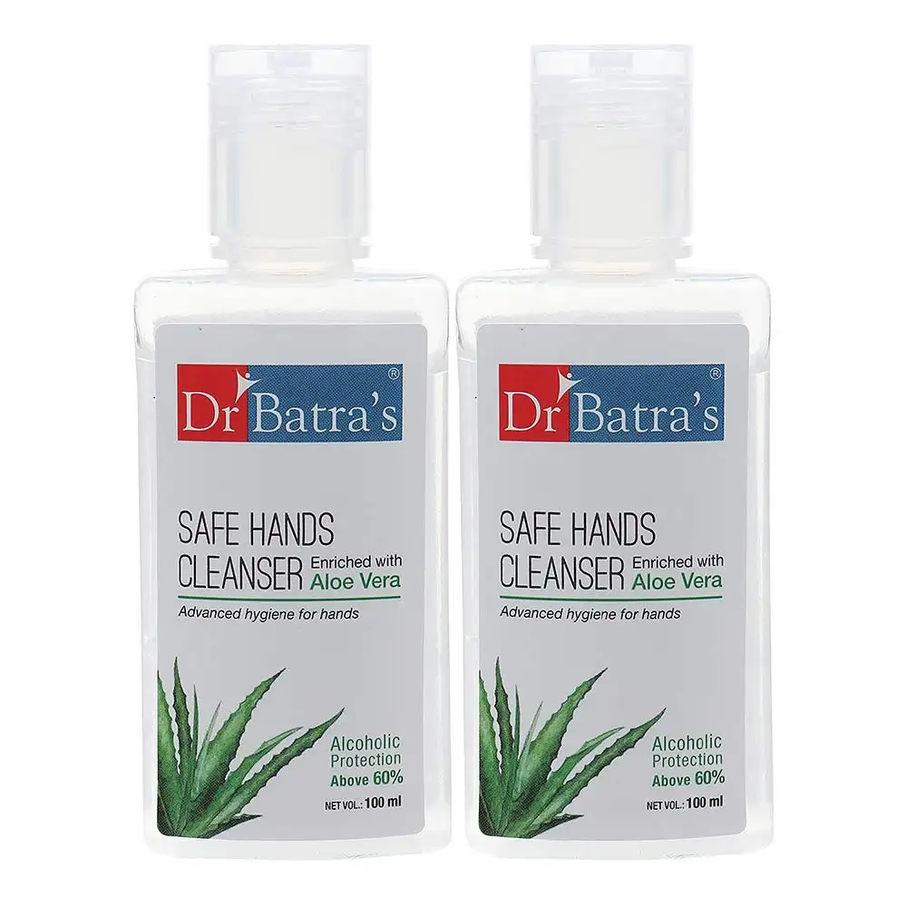 Dr Batra's Safe Hands Cleanser,  Enriched with Aloe Vera  100 ml  Kills 99.99% of Germs(Pack of 2)