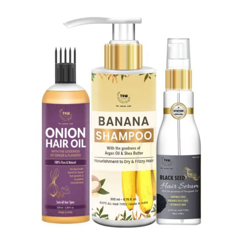 TNW The Natural Wash Onion Oil + Hair Serum + Banana Shampoo