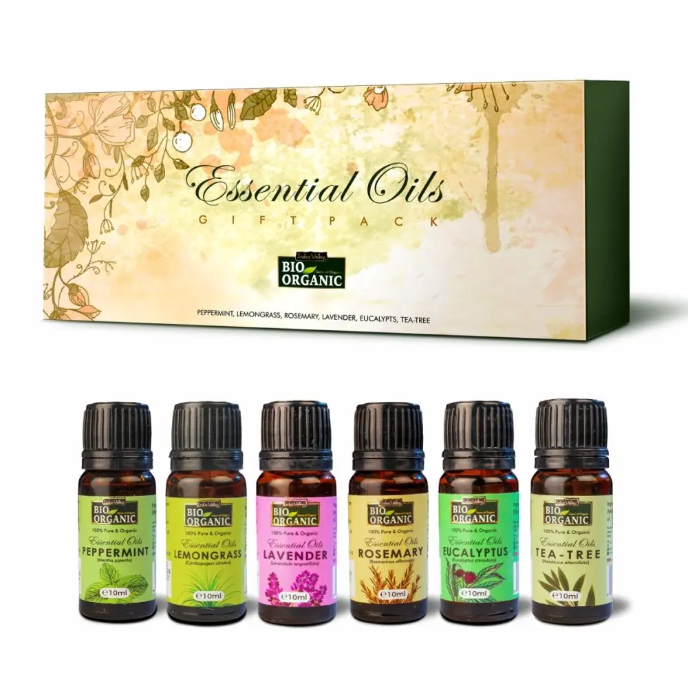 Indus Valley Bio Organic Essential Oils Gift Pack - 10 ml each (Pack of 6)