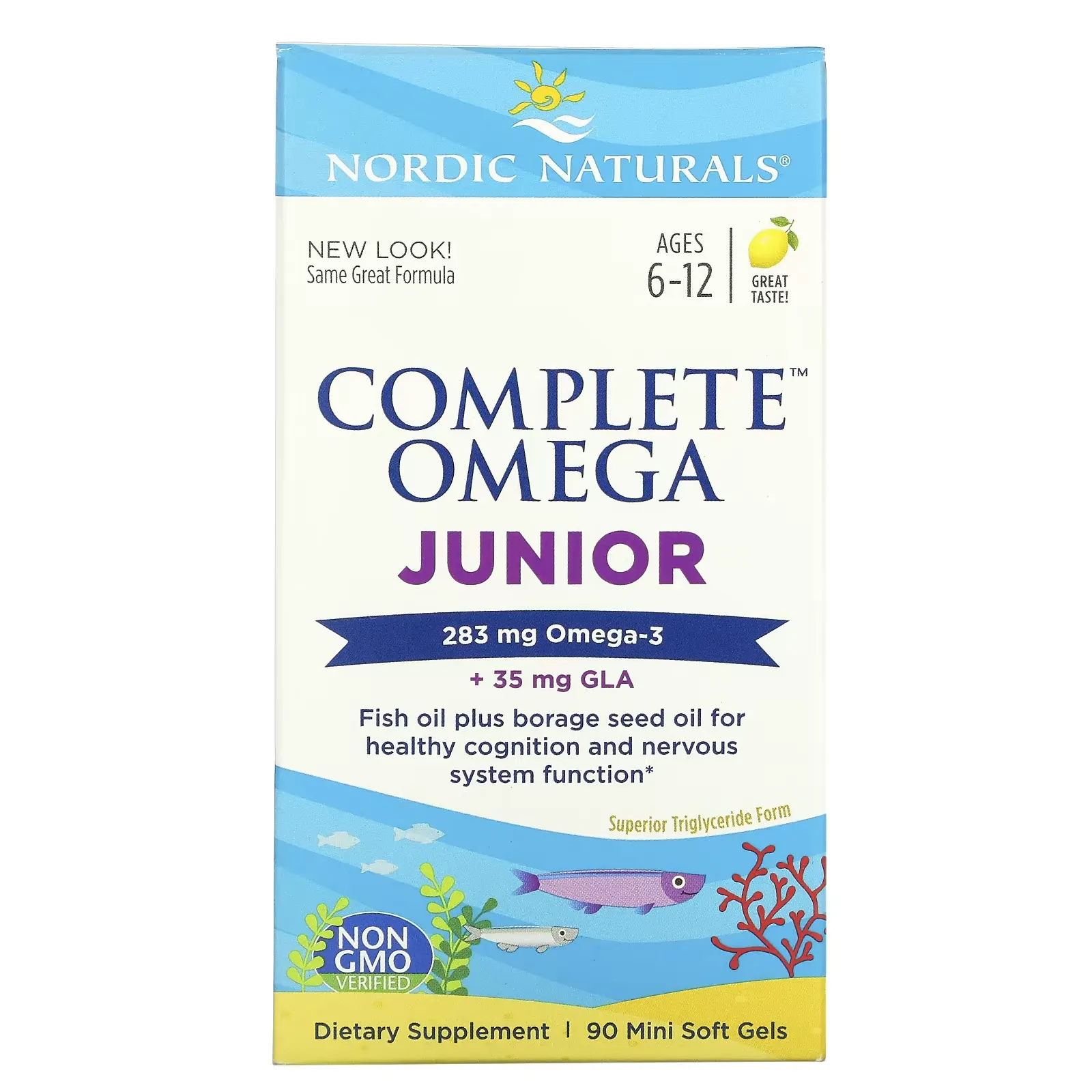 Complete Omega Junior, Ages 6-12, Lemon, 283 mg, 90 Mini Soft Gels