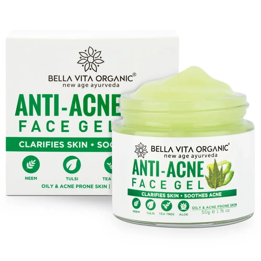 Bella Vita Organic Anti Acne Cream Gel & Pimple Face Gel with Neem, Tulsi & Aloe Vera (50 g)