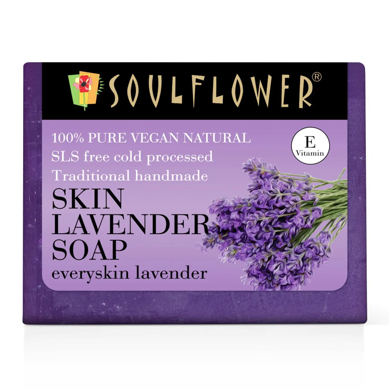 Soulflower Skin Lavender Soap for plump, soft & smooth skin, 100% Pure & Natural, Handmade, SLS Free, Cold Processed, 150g