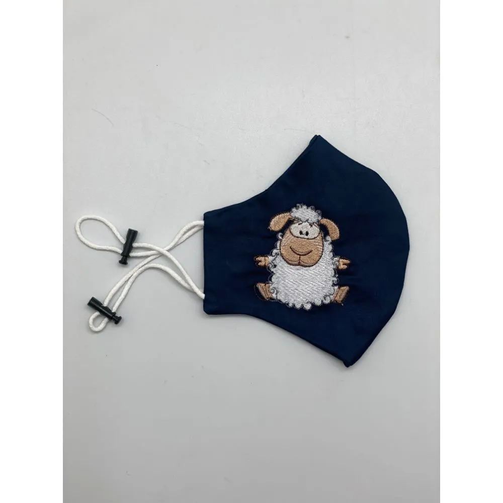 The Tie Hub Sheep Navy Embroidered Mask