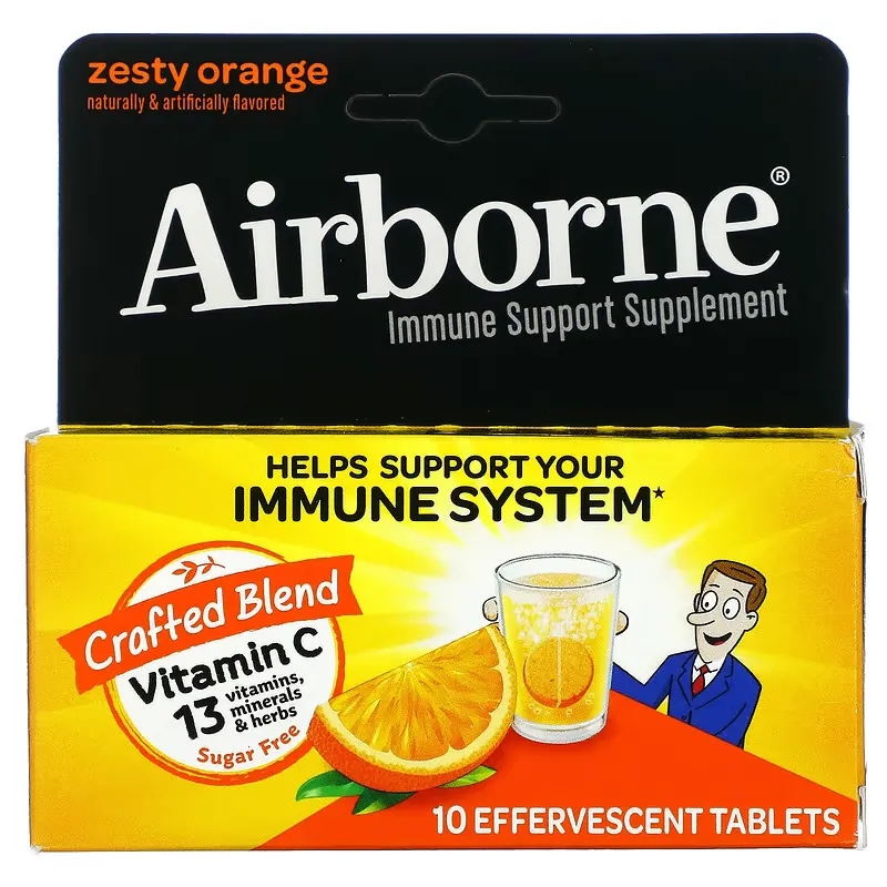 Immune Support Supplement, Zesty Orange, 10 Effervescent Tablets