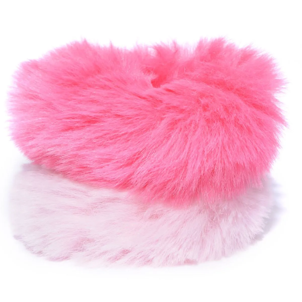 Blueberry Set Of 2 Pink And Peach Faux Fur Scrunchie