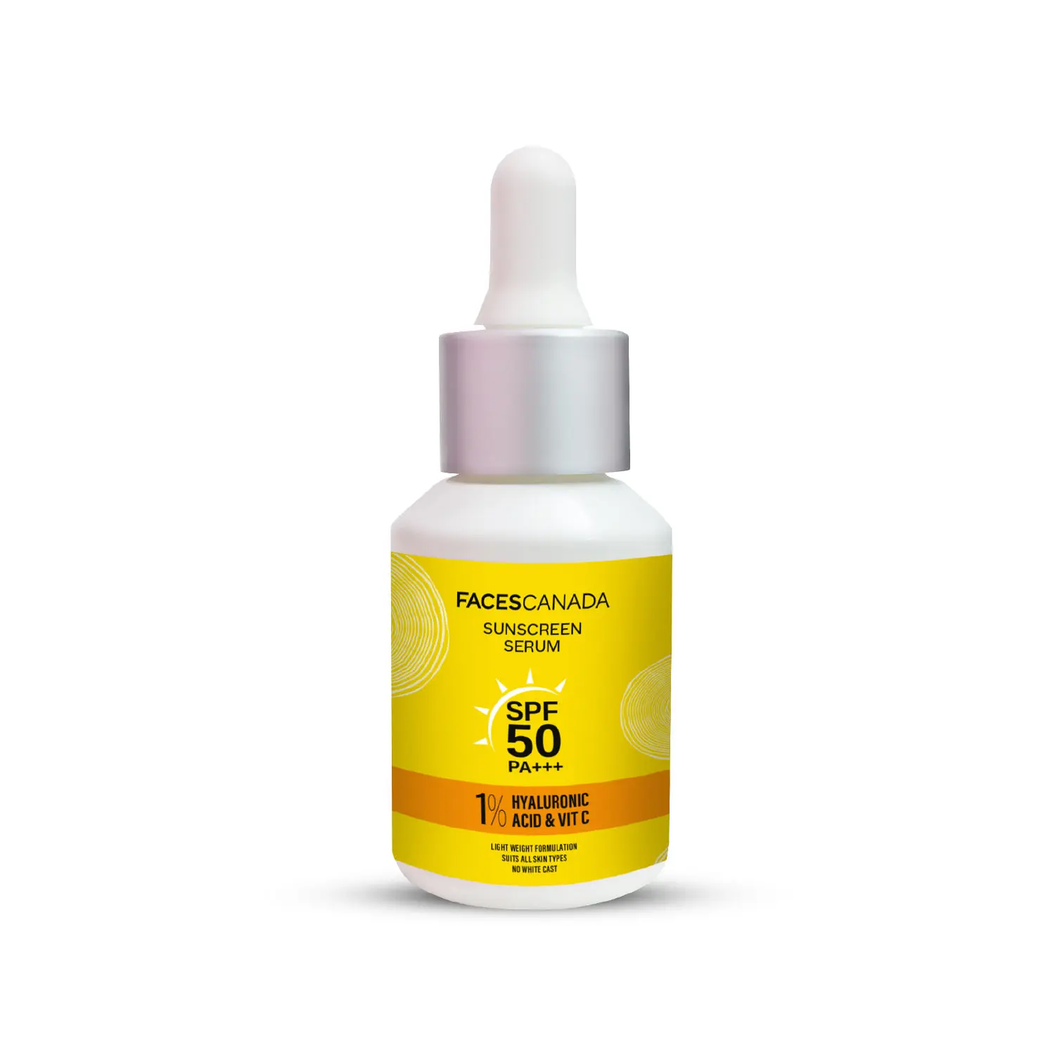 FACES CANADA Sunscreen Serum 30ml I 1% Hyaluronic Acid I Vitamin C I SPF 50 I PA+++I Licorice Extract I Grape Glycolic Extract I Allantoin I Cruelty-free I Vegan I Paraben-free I Alcohol-free