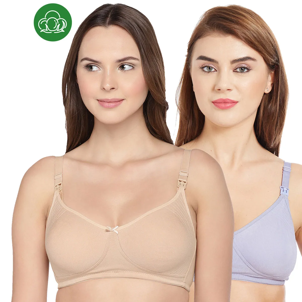 Inner Sense Organic Cotton Antimicrobial Nursing Bra Pack of 2 - Multi-Color (34C)