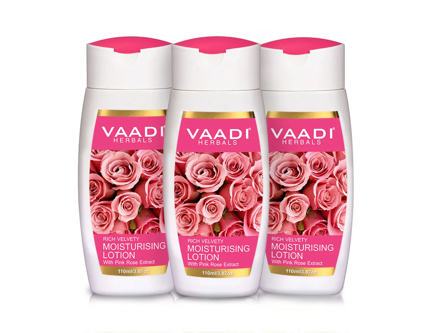 Vaadi Herbals Value Pack Of 3 Moisturising Lotion With Pink Rose Extract