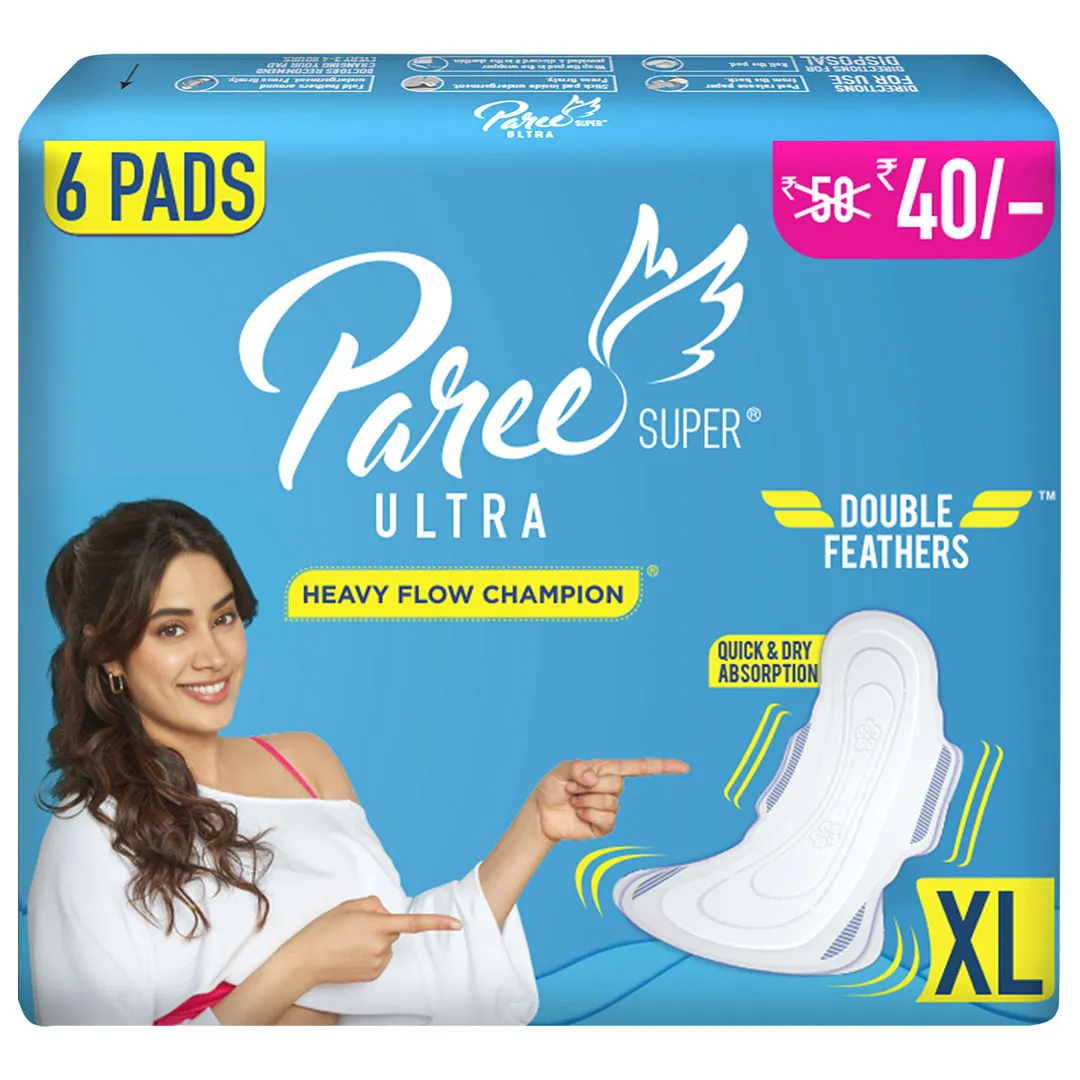 Paree Sanitary Pad Super Dry Ultra Xl (tri Fold) - Pack Of 6