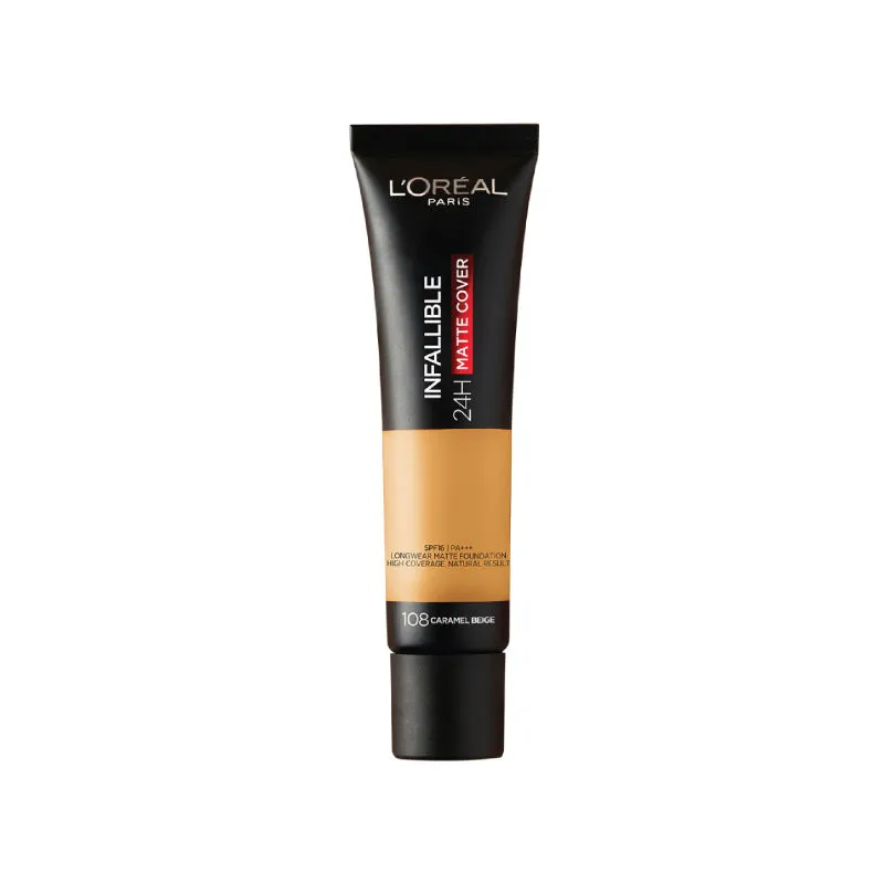 L'Oreal Paris Infallible 24HR Matte Cover Foundation - 108 Caramel Beige, 35ml