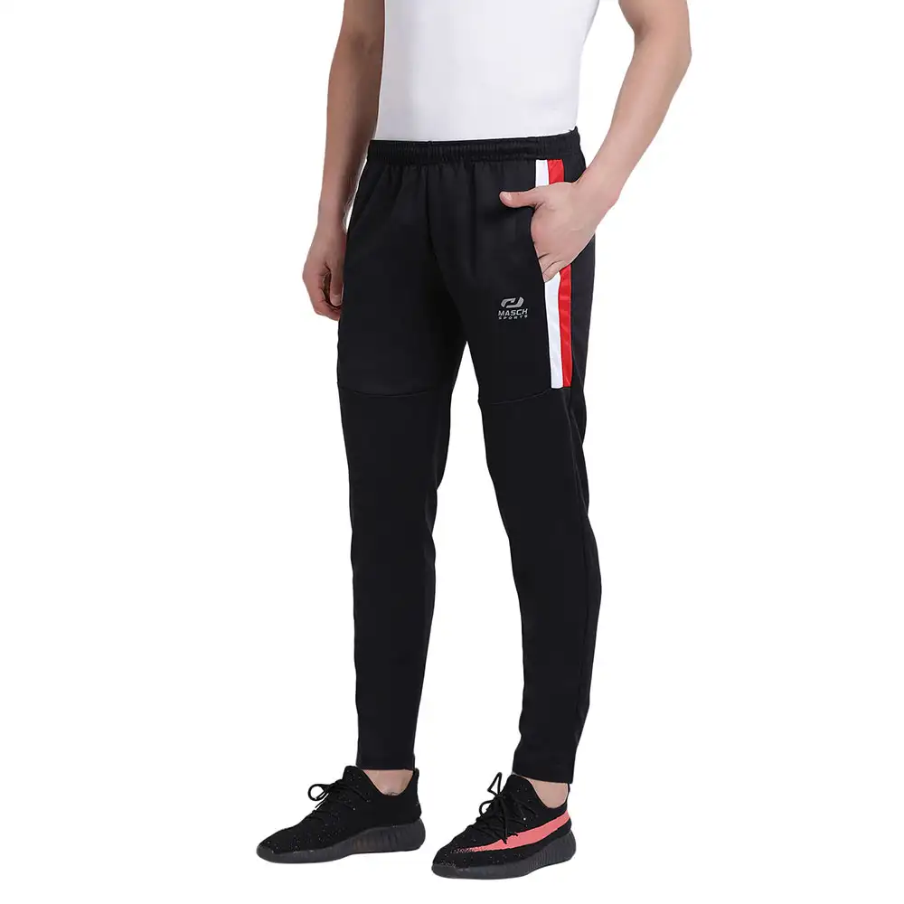 Masch Sports Mens Regular Fit Polyester Track Pants (MSTP 1218 CS S2PHLFADJ BWR),  Black  Small