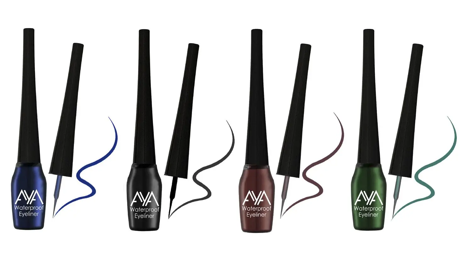 AYA Waterproof Eyeliner, Set of 4 (Black, Brown, Blue, Green)