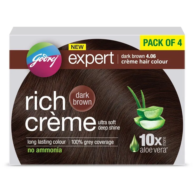 Godrej Expert Creme Hair Colour - Dark Brown (Pack of 4)