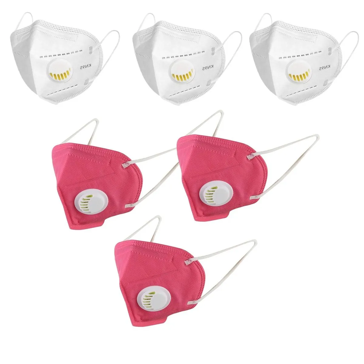 OOMPH Pack Of 6 Kn95/n95 Anti-pollution Reusable 5 Layer Mask Color: White,pink