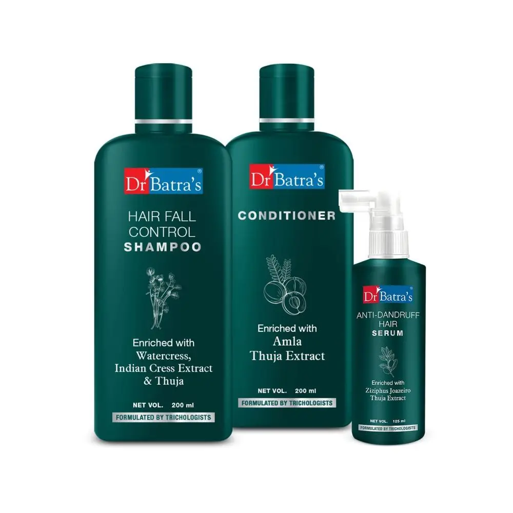 Dr Batra's Anti Dandruff Hair Serum, Conditioner - 200 ml and Hairfall Control Shampoo- 200 ml  