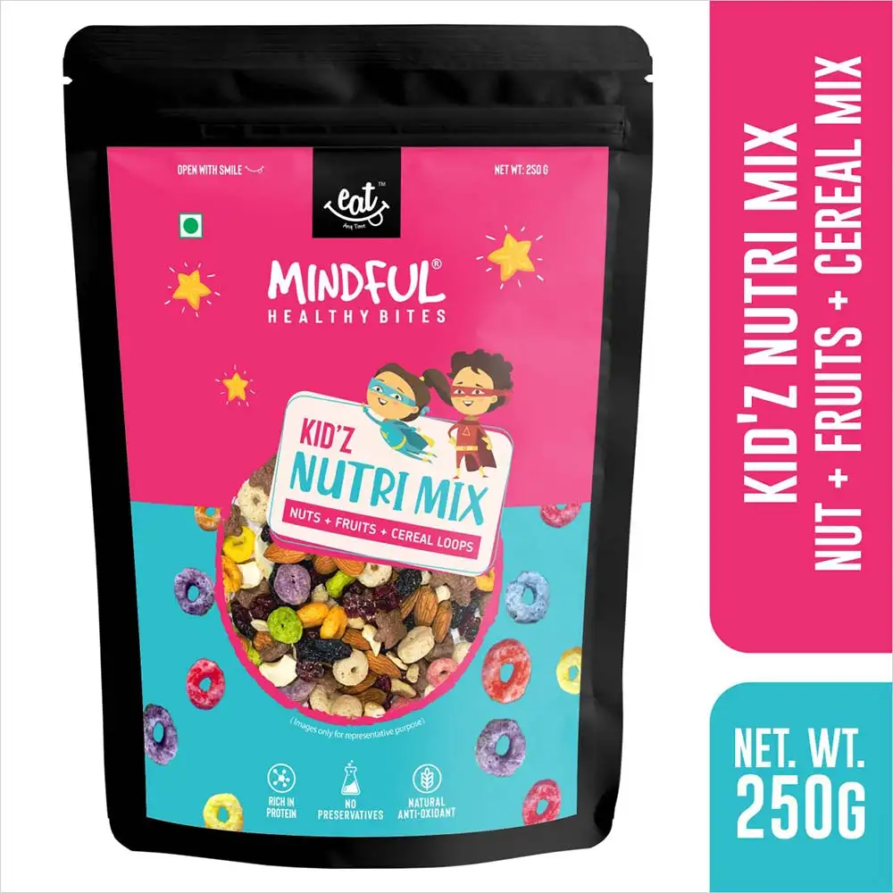 Eat Anytime Mindful Healthy Trail Mix Snack for Kids,  Nuts Fruit Cereal Loops  0.250 kg