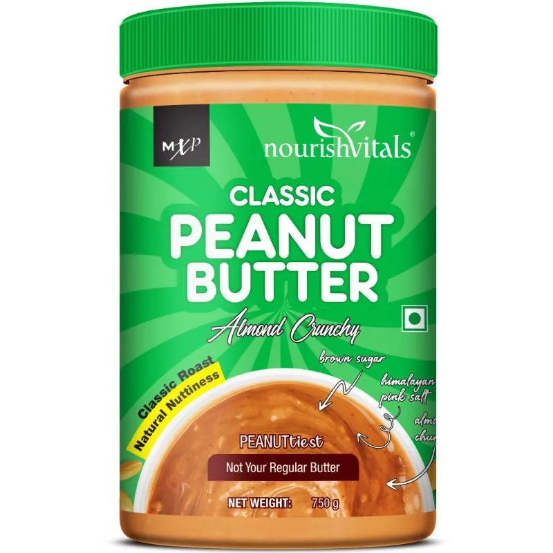 Nourish Vitals Classic Peanut Butter (almonds Crunchy) With Roasted Peanuts & Almonds