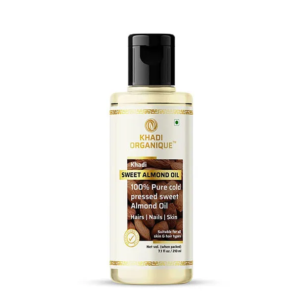 Khadi Organique Sweet Almond Oil 100% Cold Pressed For Hair, Skin & Anti-Ageing Face Care