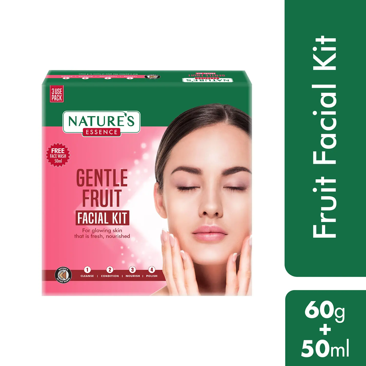 Nature's Essence Gentle Fruit Facial Kit With Free Facewash, 60gm+50ml