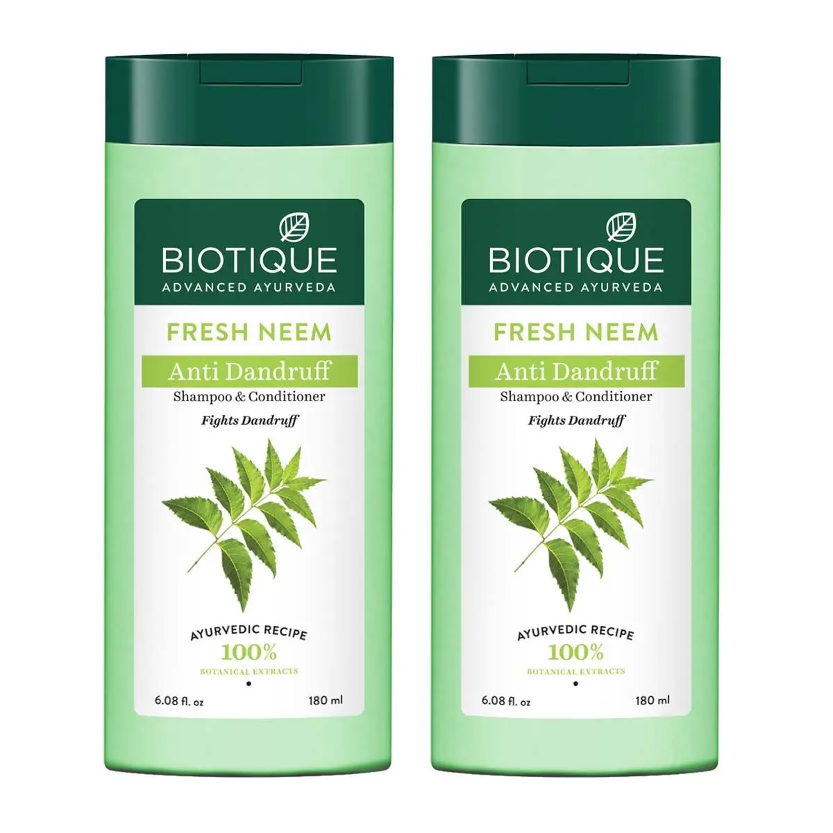 Biotique Bio Fresh Neem Anti-Dandruff Shampoo & Conditioner (180 ml) pack of 2