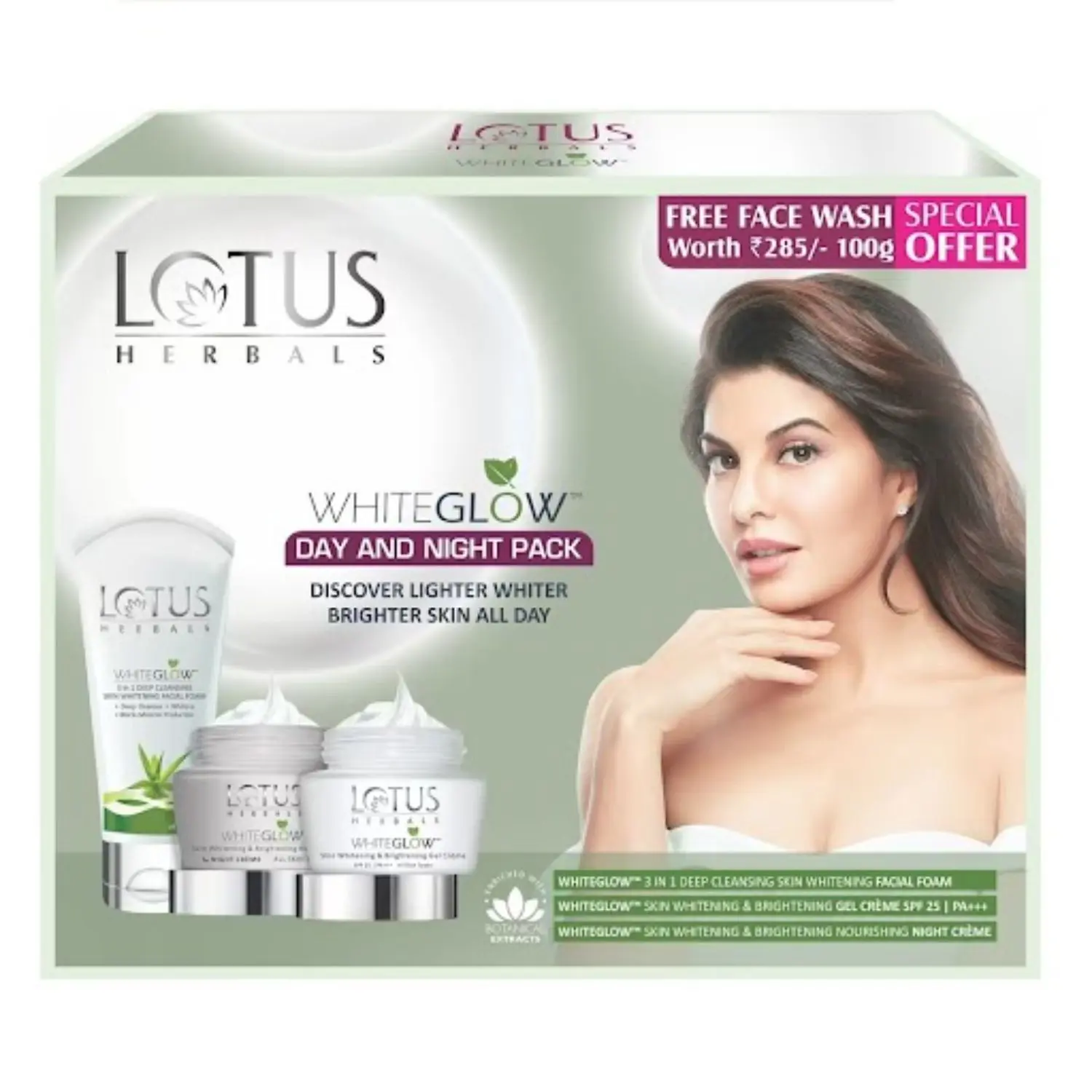 Lotus Herbals Whiteglow Day And Night Pack with Face Wash | For Skin Brightening | Day Cream | Night Cream | Facewash | 220g