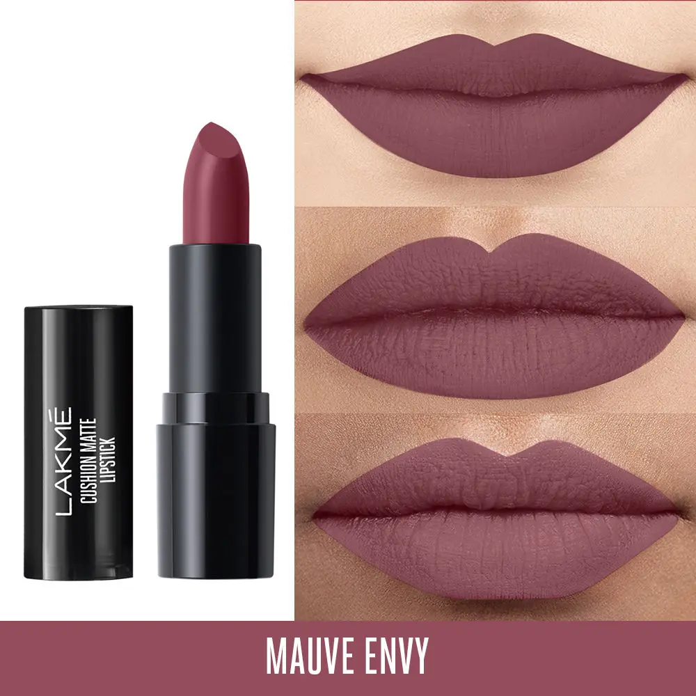 Lakme Cushion Matte Lipstick, Mauve Envy, 4.5g