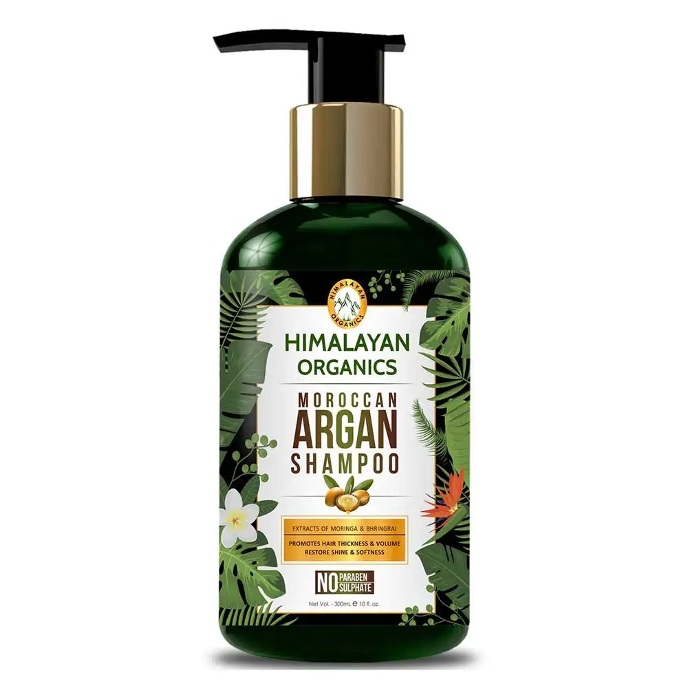 Himalayan Organics Moroccan Argan Shampoo,  300 ml  Promotes Hair Thickness & Volume Restore Shine & Softness