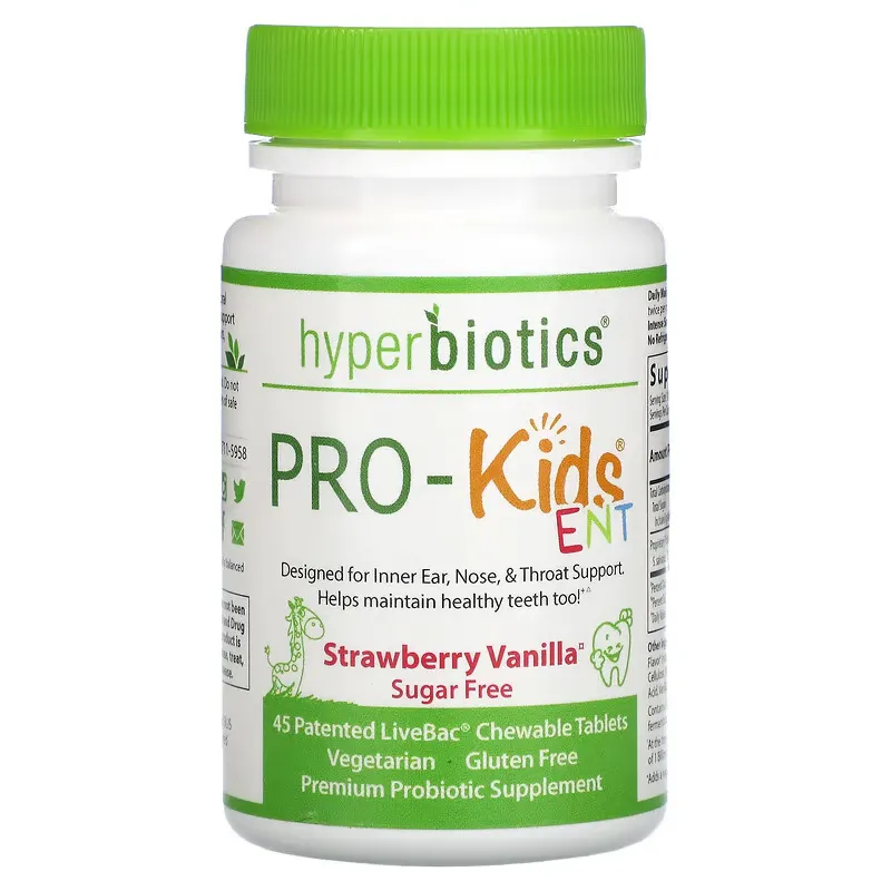 PRO-Kids ENT, Sugar Free, Strawberry Vanilla, 45 Patented LiveBac Chewable Tablets