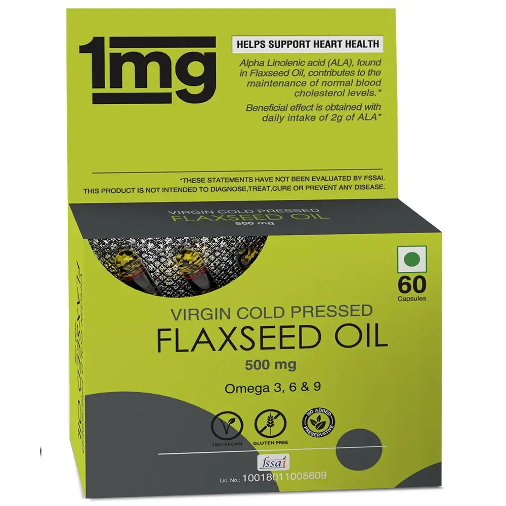 1MG Flaxseed Oil 500 mg,  60 capsules