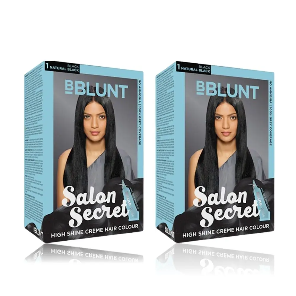 BBlunt Salon Secret High Shine Creme Hair Colour - Natural Black - Pack of 2