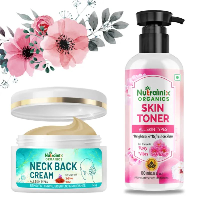 Nutrainix Organics Neck Back Cream + Moisturizing & Brightening Skin Toner