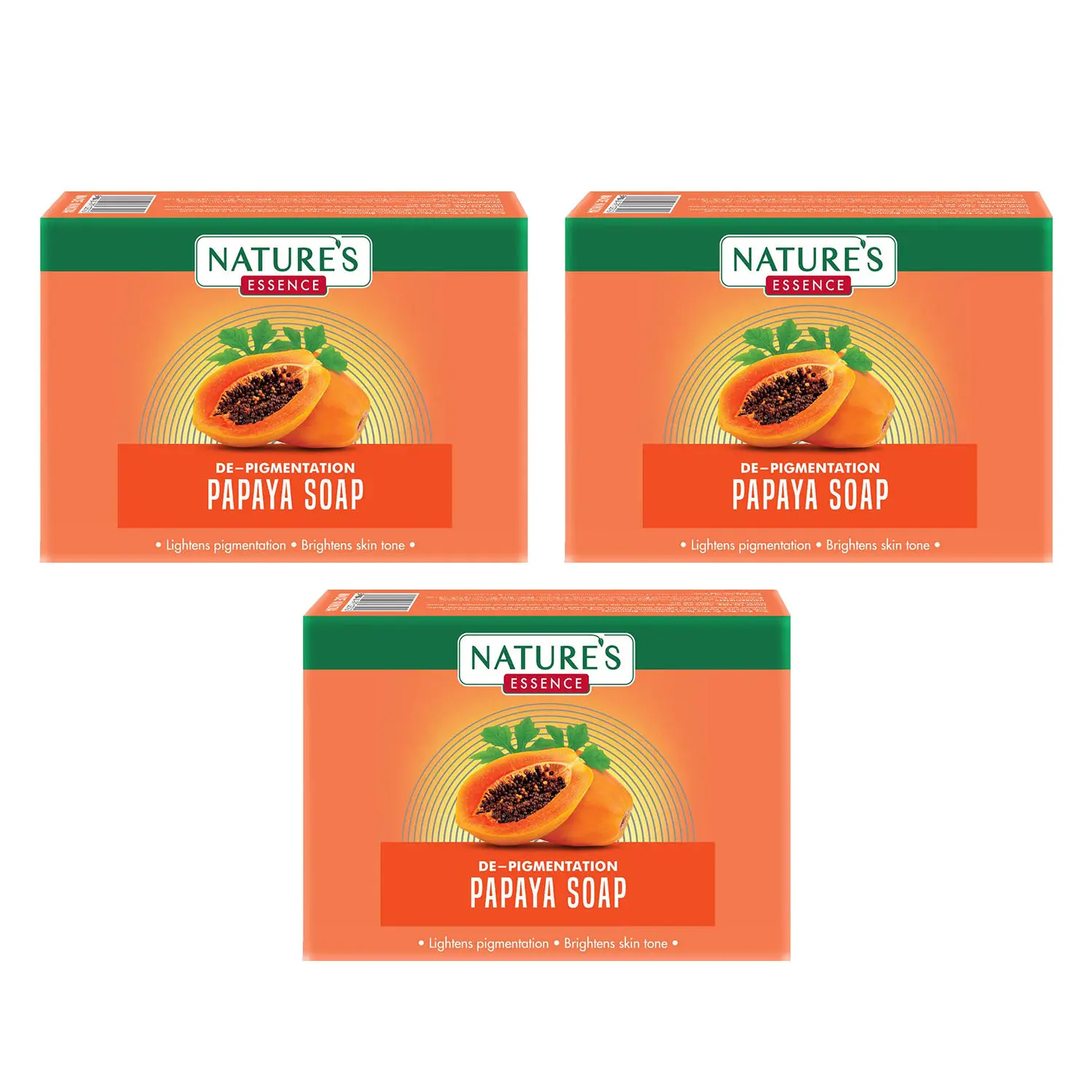 Nature's Essence De-pigmentation Papaya Soap | Soap for Bath, 225gm, Pack of 3