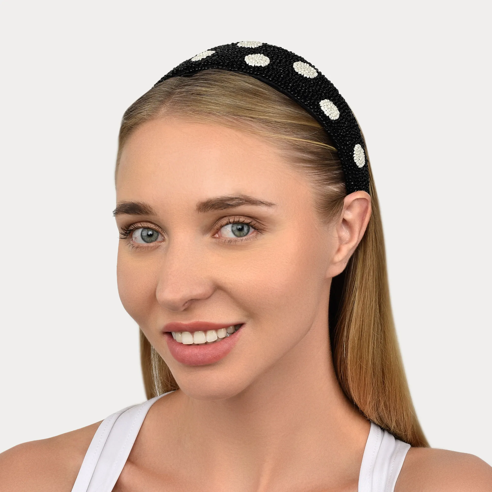 Accessorize London Black Bead And White Dot Headband