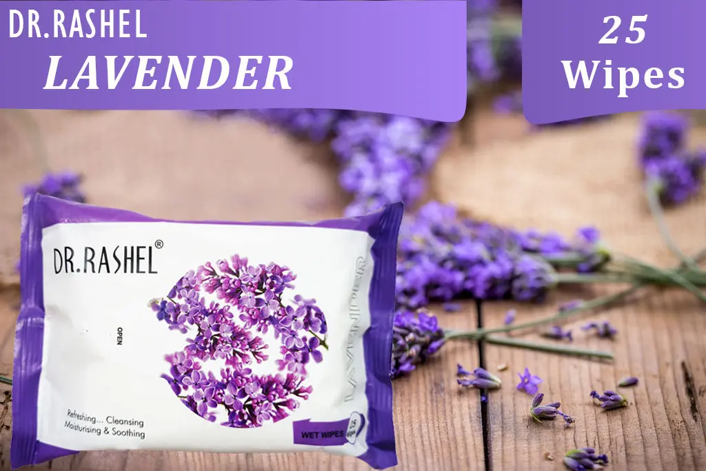 Dr.Rashel Lavender Wet Wipes Refreshing Cleansing Moisturising and Soothing Face Wipes (25 Wipes)