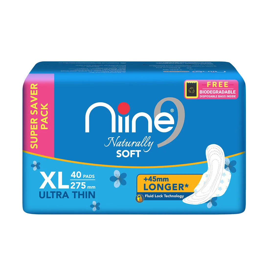 Niine Naturally Soft Ultra Thin Xl Sanitary Napkins