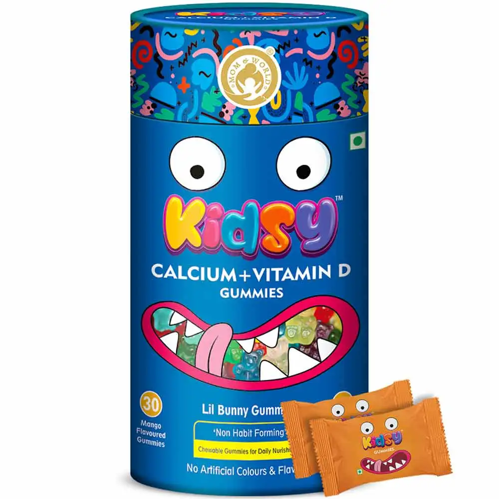 Mom & World Kidsy Calcium + Vitamin D,  Mango  30 gummies