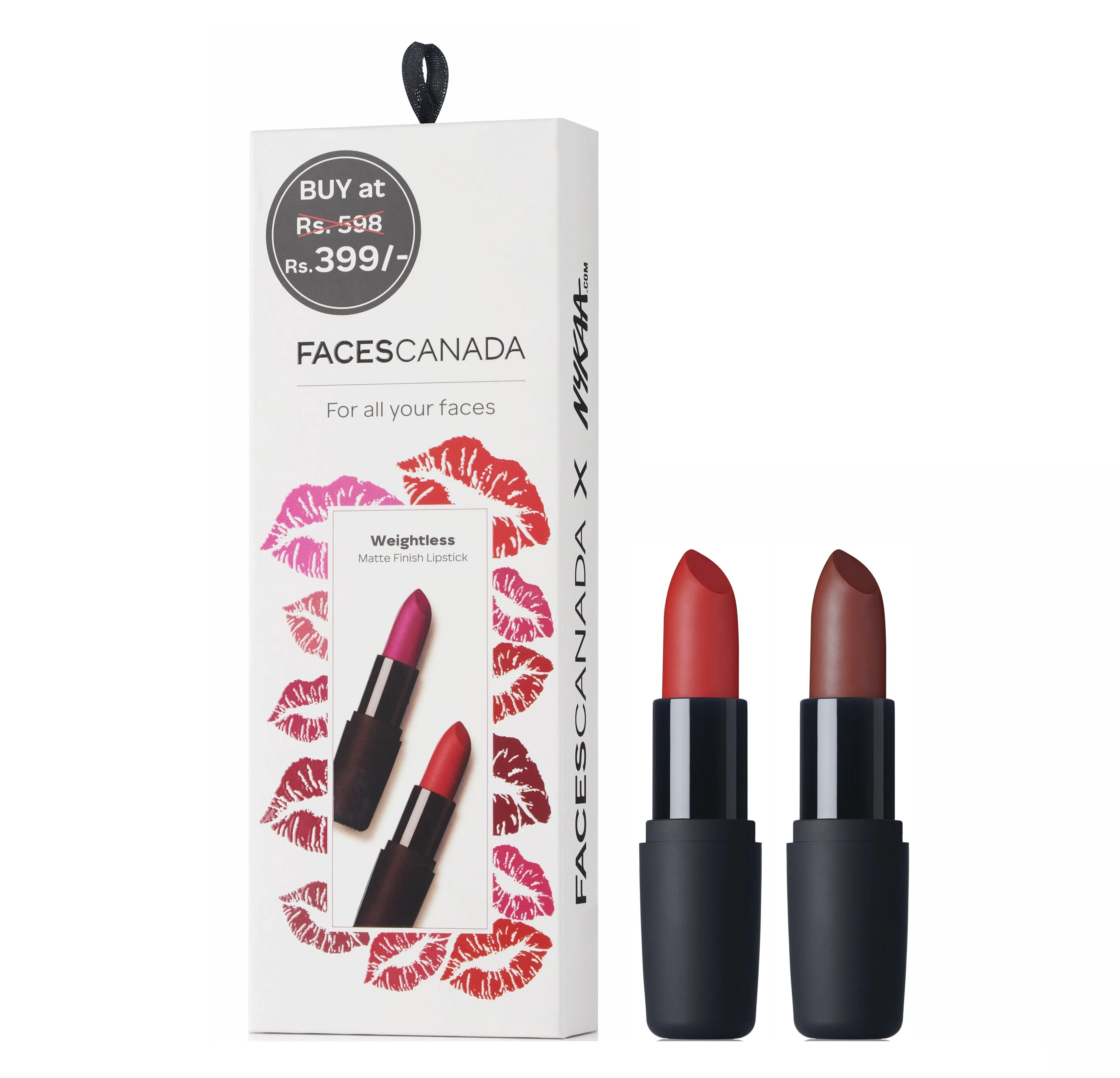 Faces Canada Truly Matte Finish Lipstick Gift Box Combo Forsake Beauty + Bombshell Red