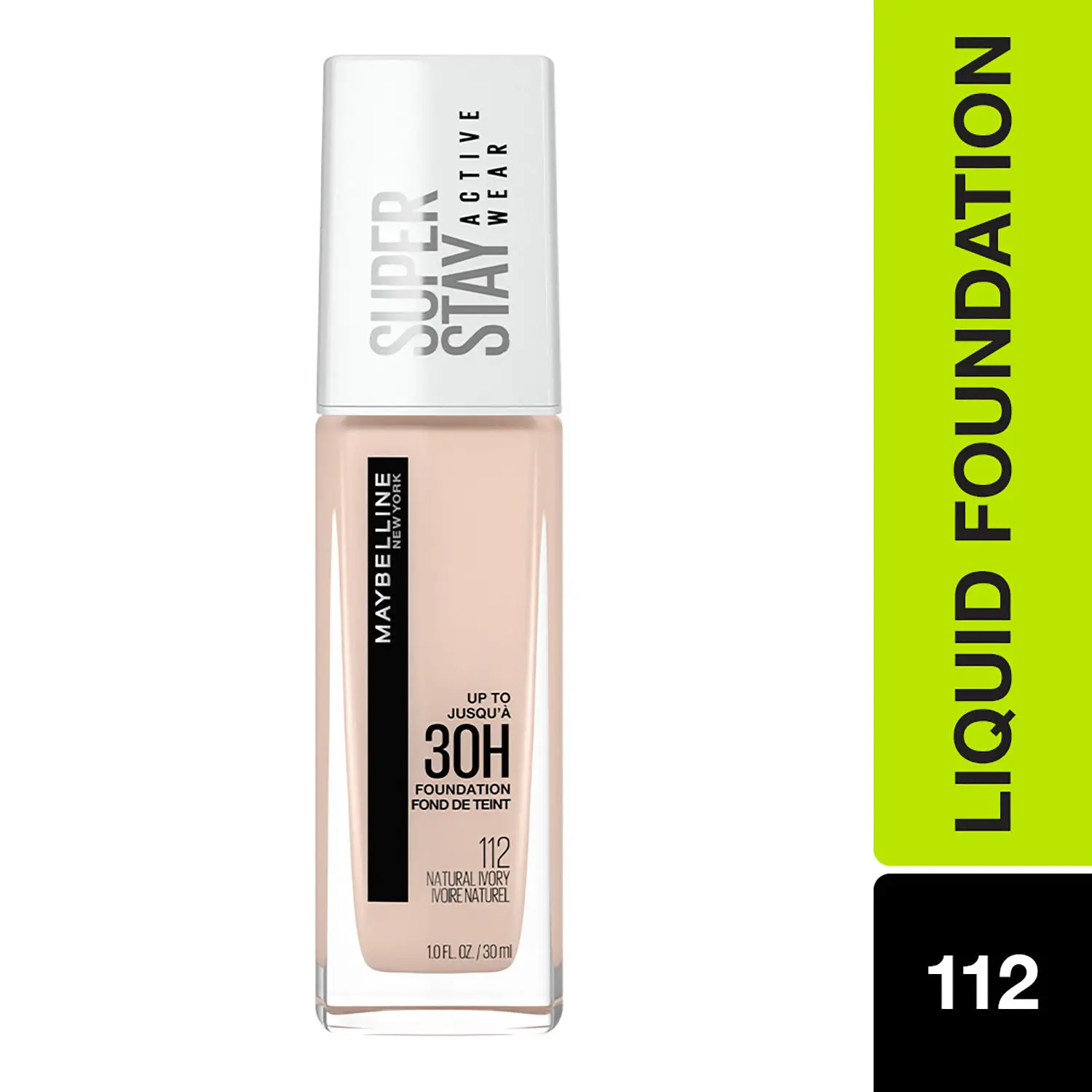 Maybelline New York Super Stay Full Coverage Active Wear Liquid Foundation , Matte Finish with 30 HR Wear, Transfer Proof, 112, Natural Ivory, 30ml