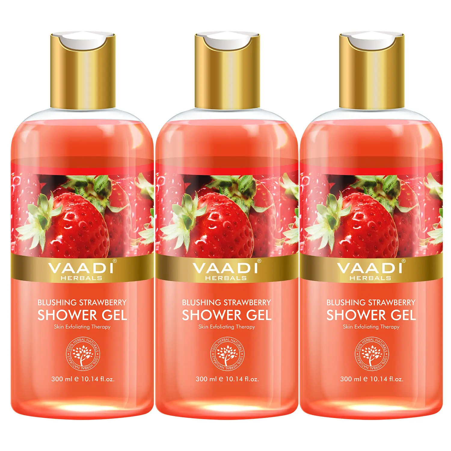 Vaadi Herbals Blushing Strawberry Shower Gel Value Pack of 3 (300 ml x 3)