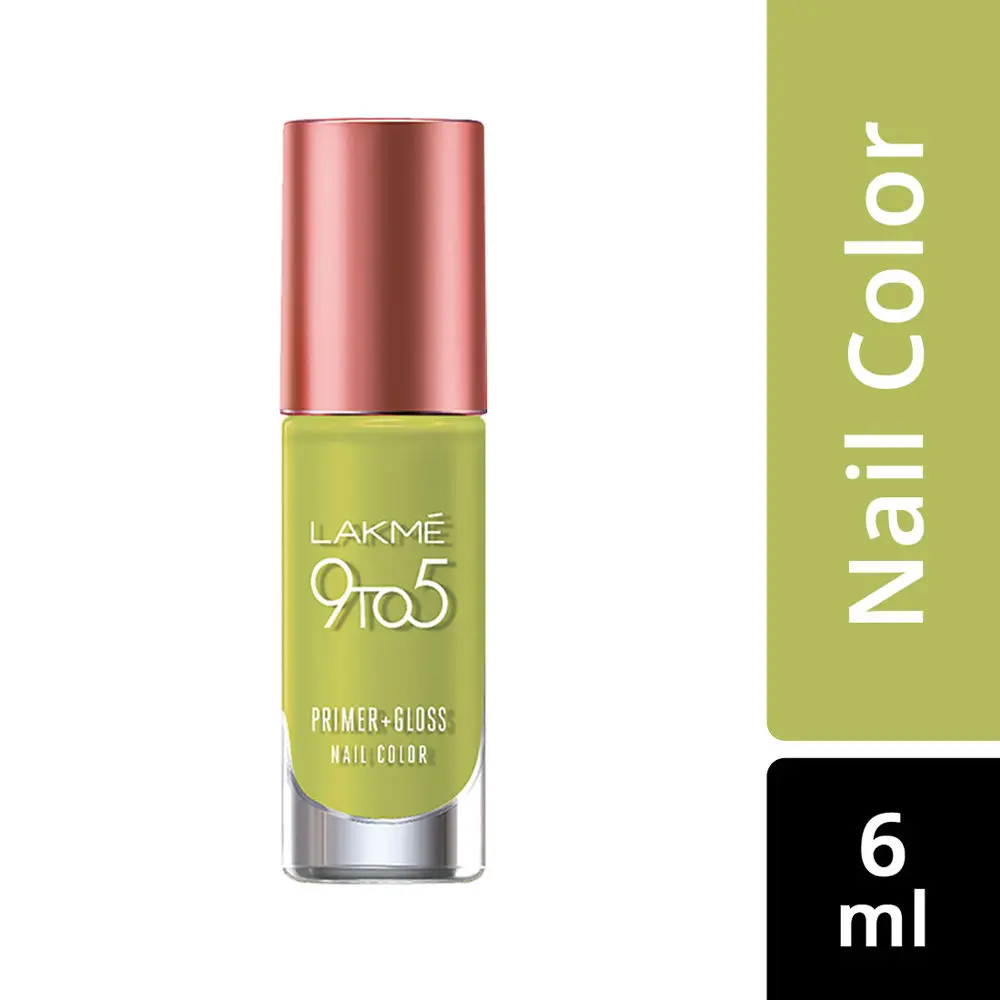 Lakme 9 To 5 Primer + Gloss Nail Color - Lime Treat (6 ml)