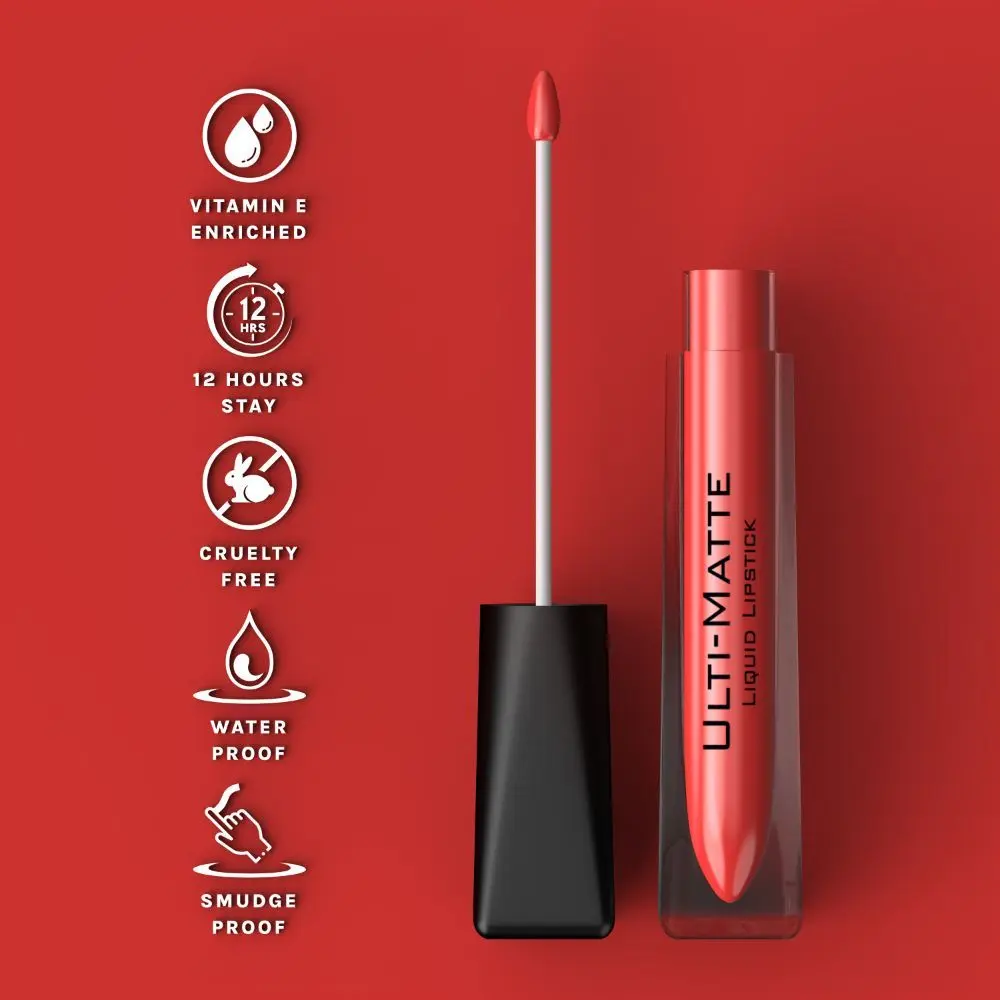 Bella Voste I ULTI-MATTE LIQUID LIPSTICK I Cruelty Free I No Bleeding or Feathering I Water Proof & Smudge Proof I Enriched with Vitamin E I Lasts Up to 12 hours I Moisturising with Velvet Matt Finish I SCARLET SHOW (14)