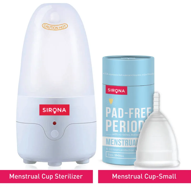 Sirona Fda Approved Reusable Menstrual Cup (Small) With Menstrual Cup Sterilizer