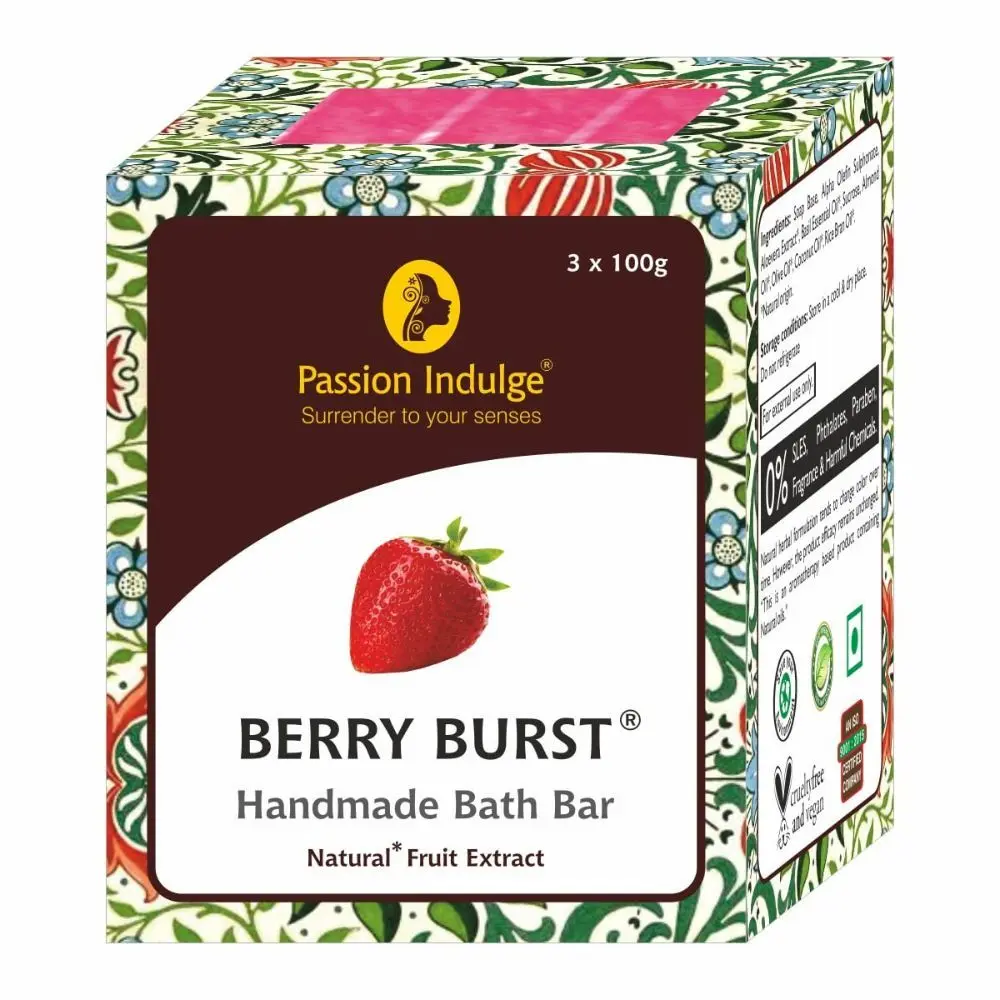 Passion Indulge BERRY BURST Handmade Bath Bar Soap - 100GM Each ( PACK OF 3 )